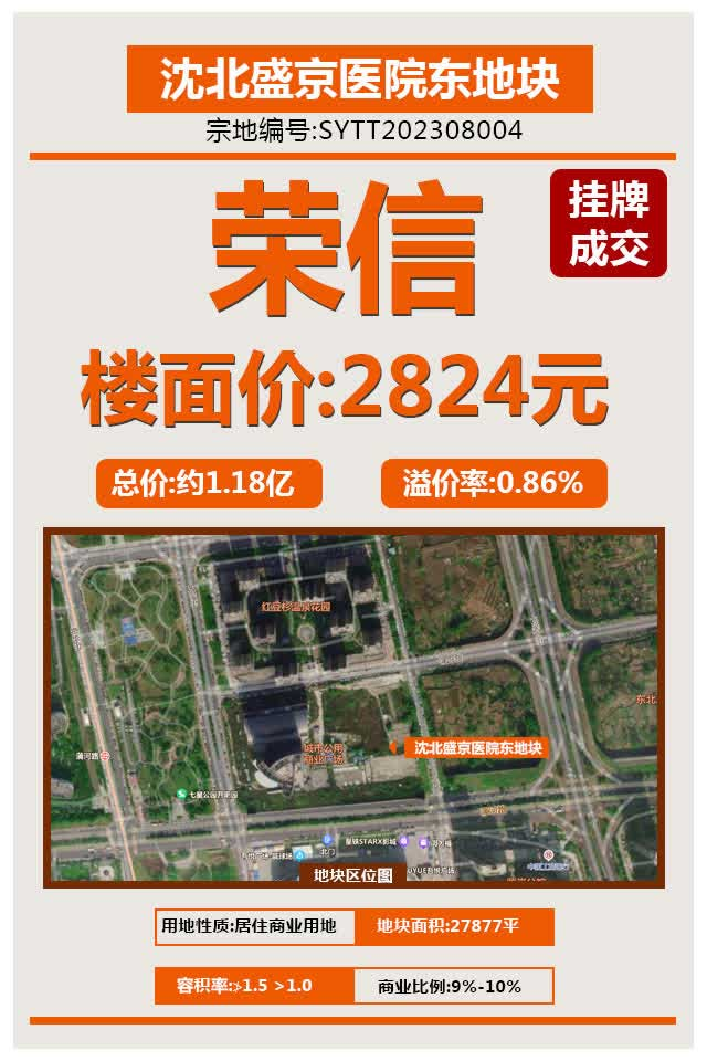 辽宁荣信集团成功摘得盛京医院东地块